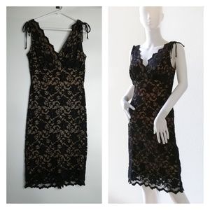Vintage Charlotte Russe Dress Black Lace Nude L